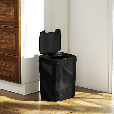 HOMCOM 15L Sensor Bin, Automatic Touchless Kitchen Bin, Easy Clean, Battery Operated for Home Office, Bedroom, Bathroom, Black 