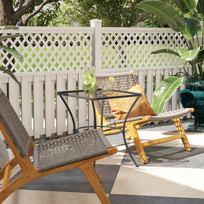 Outsunny 60cm Square Garden Table, Outdoor Metal Bistro Side Desk with Mesh Top, Black 