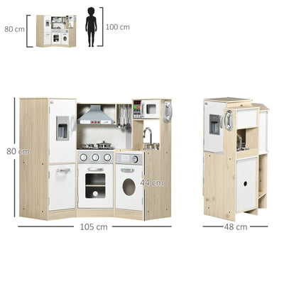 HOMCOM Kids Kitchen Playset, with Accessories, Storage Space 