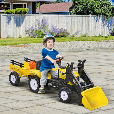 HOMCOM Kids Pedal Go Kart Excavator-Yellow 