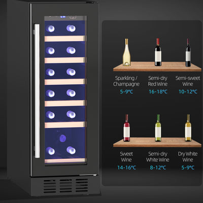 HOMCOM 19 Bottle 5-18\'e2\'84\'83 Wooden Rack Wine Fridge - Black 