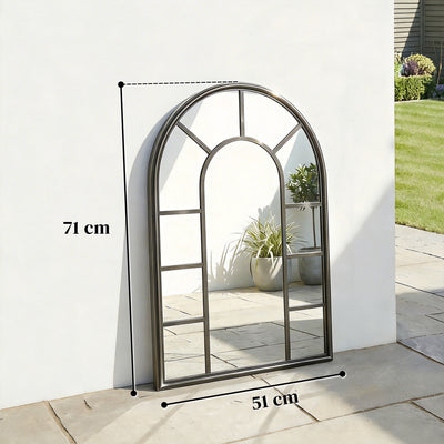 Outsunny Arched Mirror, Shatterproof Acrylic Windowpane Wall Mounted Mirror with Robust Metal Frame, 71 x 51 cm, Black 