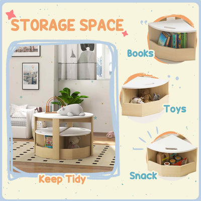 AIYAPLAY Five-Piece Kids Table and Chairs Set with Storage, for Ages 3-8 Years, White 