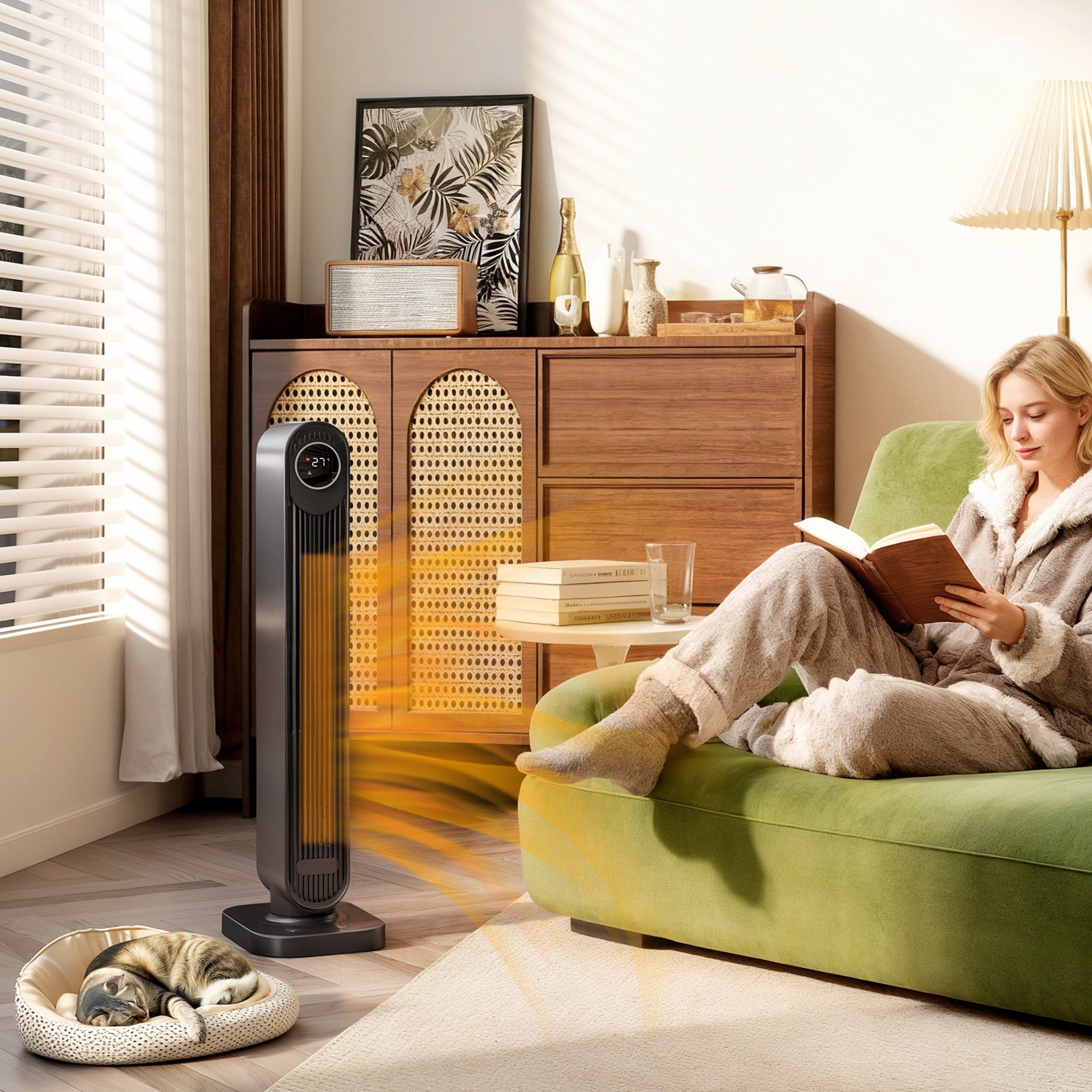 HOMCOM 2000W Ceramic Electric Heater with Fan, Timer, Oscillation - Black 