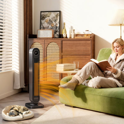 HOMCOM 2000W Ceramic Electric Heater with Fan, Timer, Oscillation - Black 