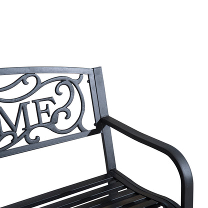 Outsunny 126Lx60Wx85H cm Steel Bench-Black 