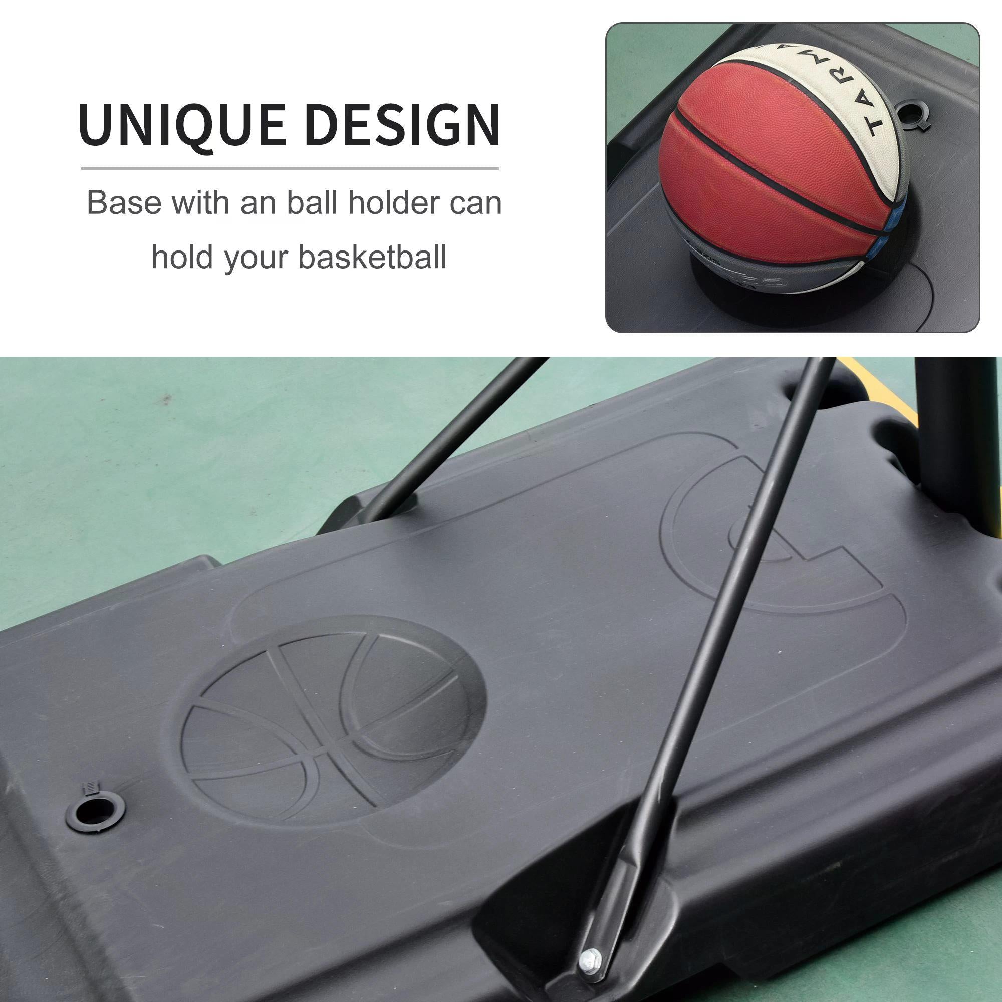 HOMCOM Portable Basketball Hoop Stand 231-305cm Height Adjustable w/ Moving Wheels 
