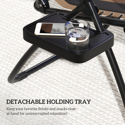 Outsunny Zero Gravity Lounger Chair Set of 2, Folding Reclining Patio Chair with Shade Cover, Cup Holder, Soft Cushion and Headrest for Poolside, Camping, Coffee 