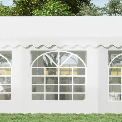 Outsunny 6m x 4m Garden Gazebo, Galvanised Marquee Party Tent with Removable Sides and Windows for Parties, Wedding and Events, White 