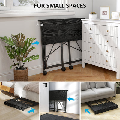 HOMCOM 80 cm Folding Desk on Wheels - Black 