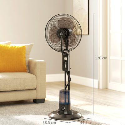 HOMCOM Pedestal Fan with Water Mist Spray, Spray Misting Fan with 70° Oscillation, Tilt Head, 4 Speeds, 3 Modes, Adjustable Mist, 3.2L Water Tank, for Home, 120 cm 
