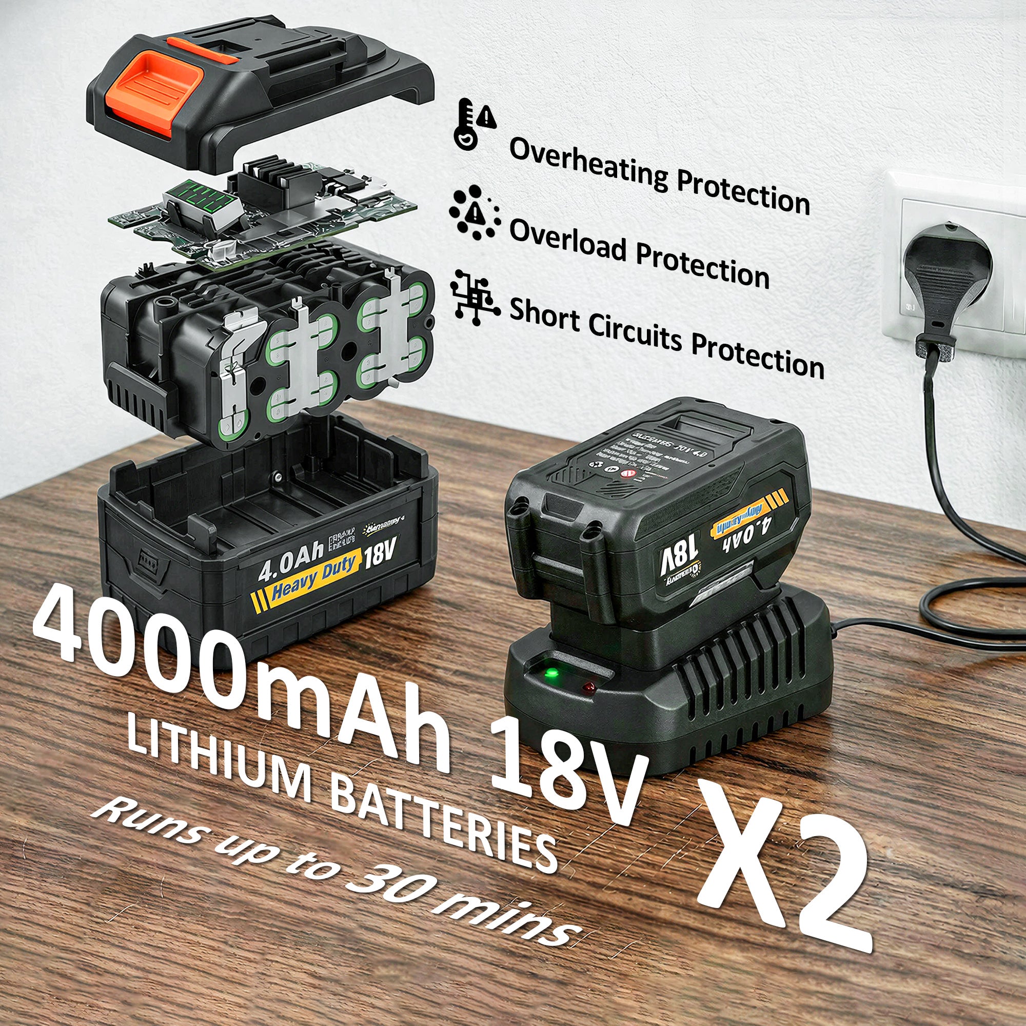 Outsunny Leaf Blower Cordless with 2 x 4000mAh Batteries & Charger, 36V Lightweight Garden Blower with 1000W Brushless Motor 