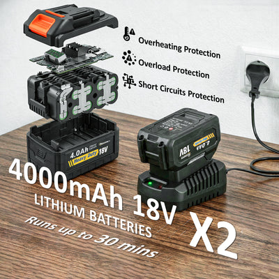 Outsunny Leaf Blower Cordless with 2 x 4000mAh Batteries & Charger, 36V Lightweight Garden Blower with 1000W Brushless Motor 