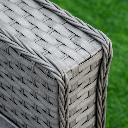 Outsunny 5 PCs PE Rattan Wicker Corner Sofa Set Bonzer Outdoor Conservatory Furniture Lawn Patio Tea Table Footstool w/ Cushion - Grey 
