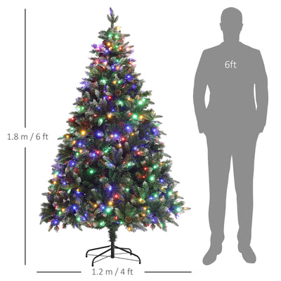 HOMCOM 6ft LED Pre-Lit Artificial Christmas Tree, with Base 