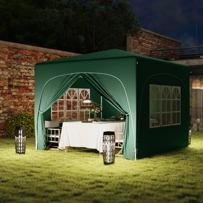 Outsunny 3 x 3m Pop-Up Gazebo Shelter, with Accessories - Dark Green 