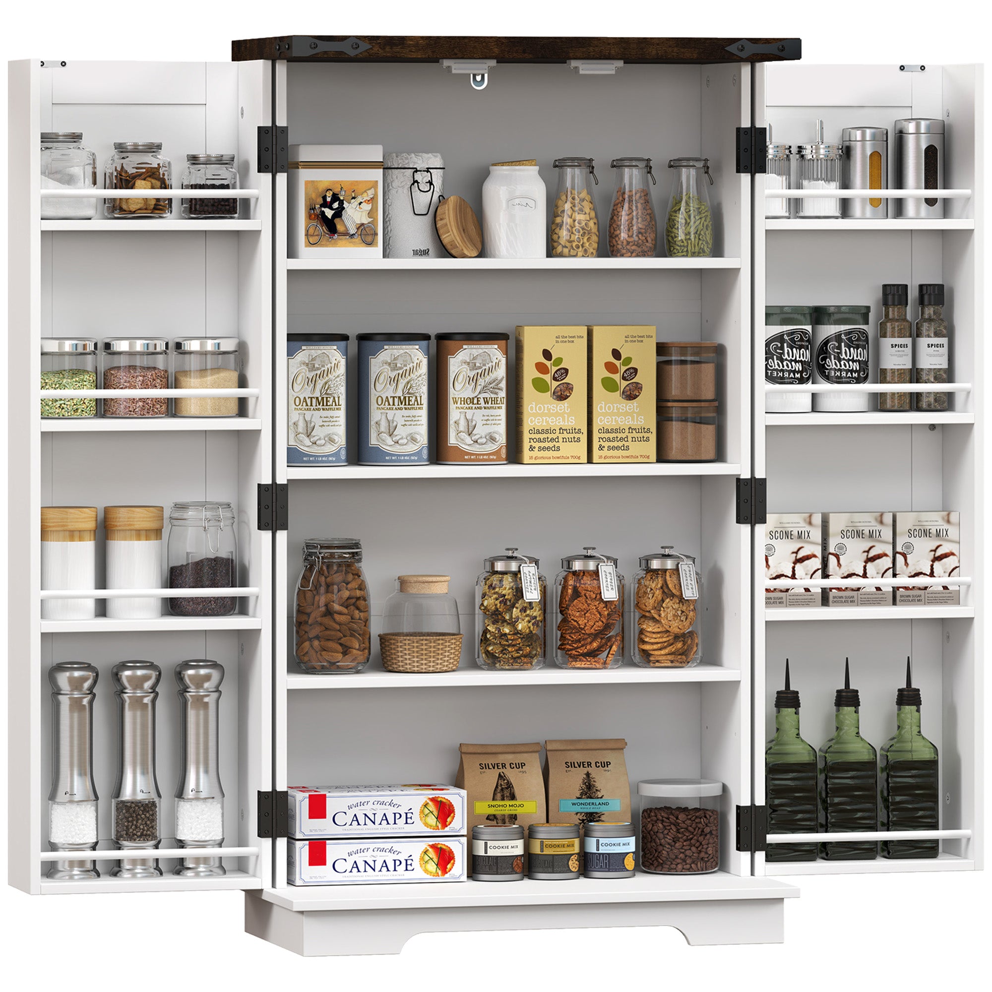 HOMCOM Multi-Storage Farmhouse Style Cabinet - White 