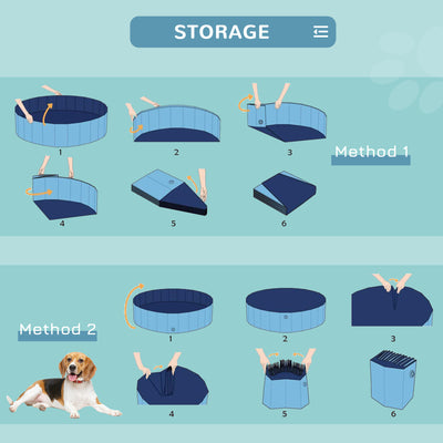 PawHut Foldable Dog Paddling Pool Pet Cat Swimming Pool Indoor/Outdoor Collapsible Bathing Tub Shower Tub Puppy Φ100 × 30H cm M Sized 