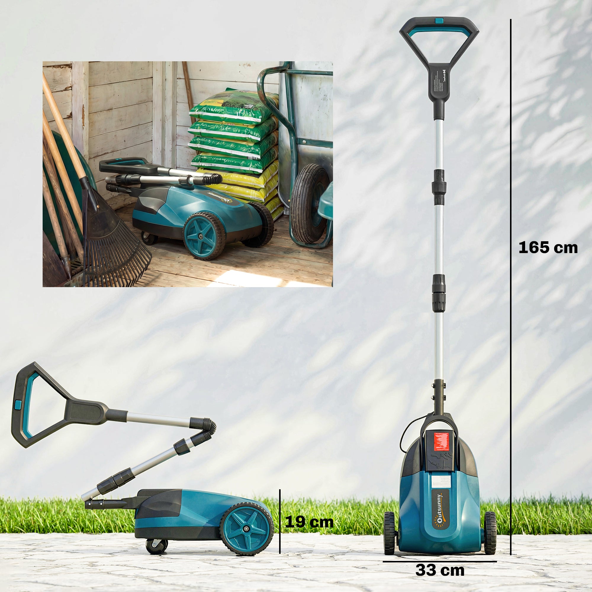 Outsunny 18V Cordless Lawnmower with 2 x 4Ah Batteries & Charger, Battery Lawn Mower with 21cm Cutting Width, 3 Cutting Heights 