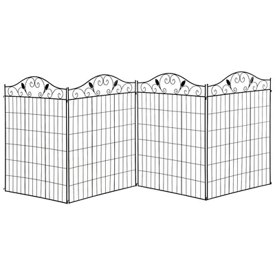 Outsunny Garden Decorative Fence 4 Panels 44in x 12ft Metal Wire Landscape Border Edging 