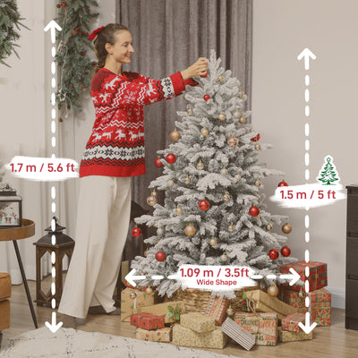 HOMCOM 5ft Snow Flocked Artificial Christmas Tree 