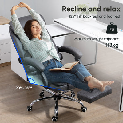Vinsetto Heated 6 Points Vibration Massage Executive Office Chair Adjustable Swivel Ergonomic High Back Desk Chair Recliner with Footrest Dark Grey 