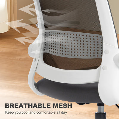 HOMCOM Painting Chair, Mesh Computer Desk Chair with Flip-up Armrests, Grey 