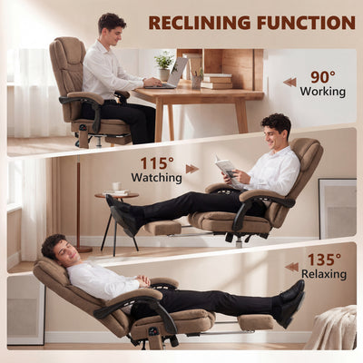 HOMCOM Office Chair with 6-Point Vibration Massage and Heat, Executive Computer Desk Chair with High Back, Reclining, Brown 