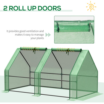 Outsunny Mini Small Greenhouse with Steel Frame & PE Cover & Zippered Window Poly tunnel Steeple for Plants Vegetables, 180 x 90 x 90 cm, Green 