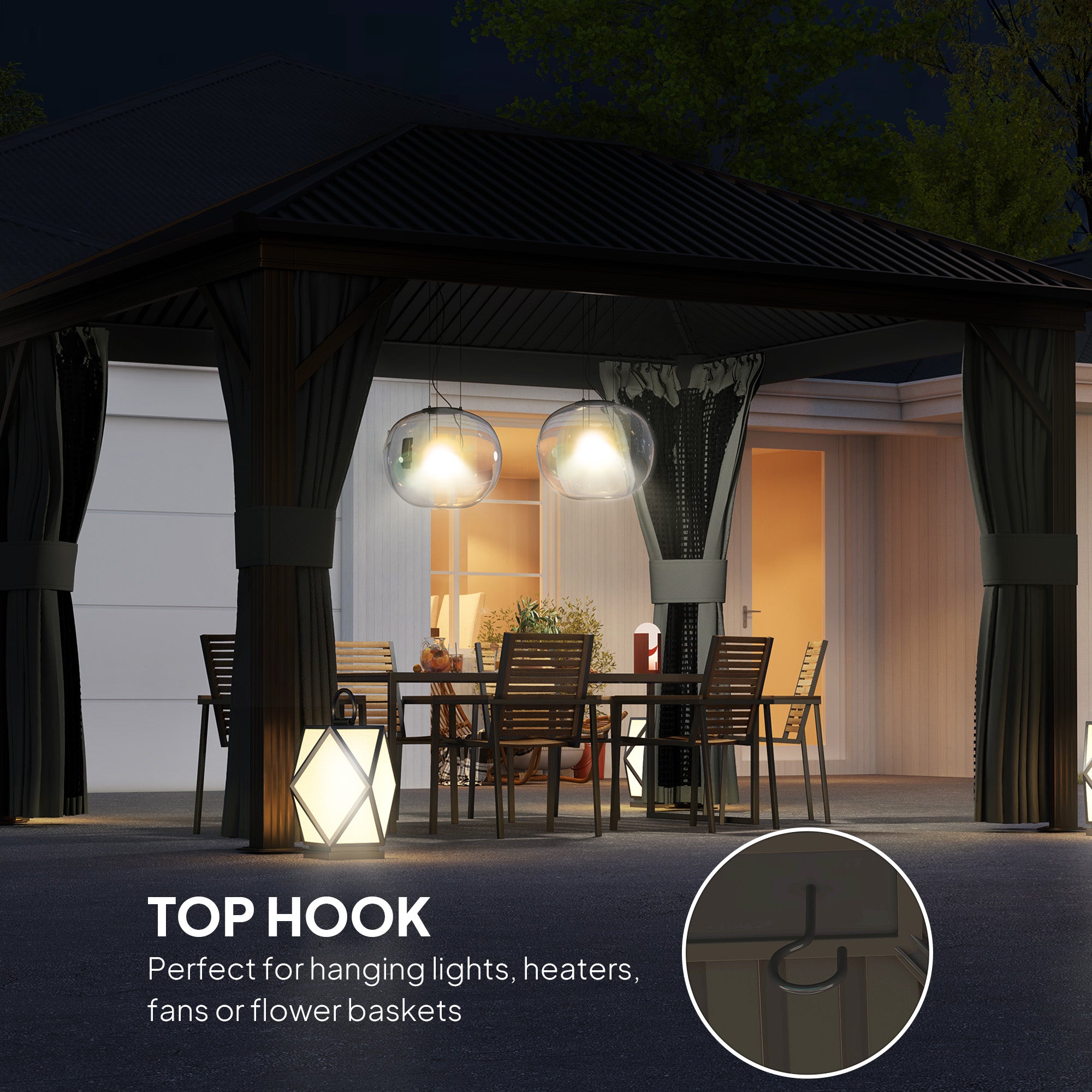 Outsunny 3.6 x 3(m) Aluminium Frame Hardtop Gazebo, with Accessories 