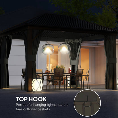 Outsunny 3.6 x 3(m) Aluminium Frame Hardtop Gazebo, with Accessories 