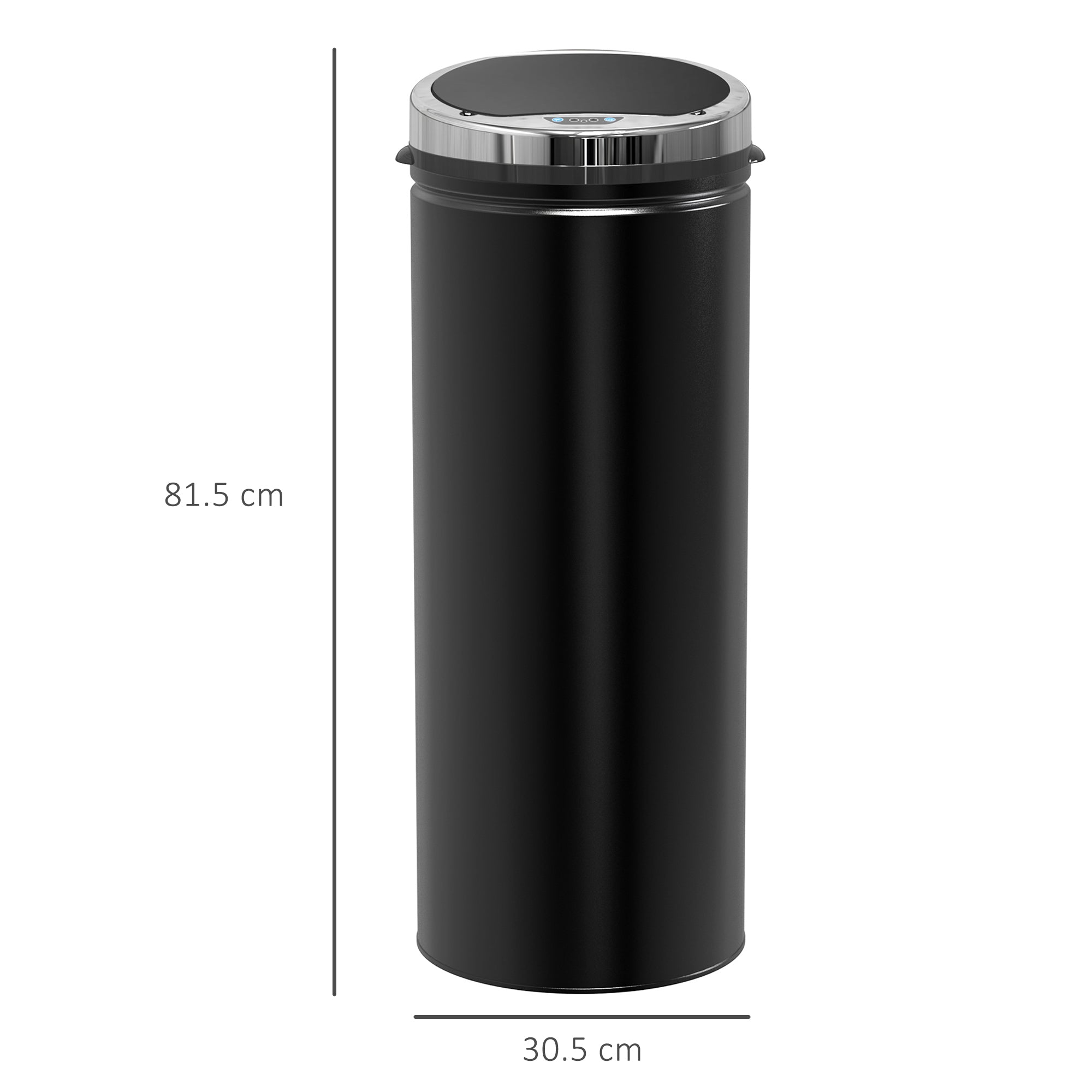 HOMCOM 50L Sensor Bin for Kitchen Waste Automatic Dustbin Motion Detection Dustbin  Stainless Steel Rubbish Can with Bucket, Black 