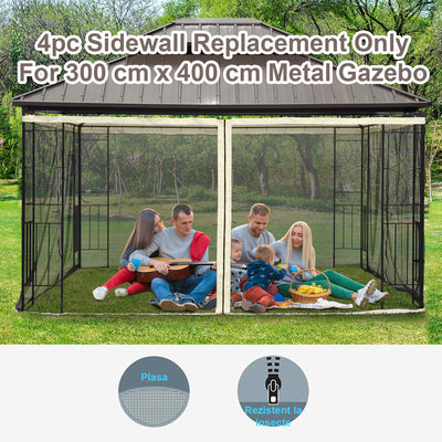 Outsunny 302 x 207cm Universal Replacement Mesh Sidewall Netting for Patio Gazebos and Canopy Tents, (Sidewall Only) Beige 