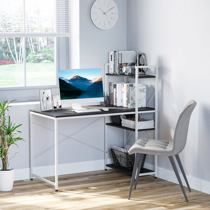 HOMCOM Computer Desk with Storage Shelves on Left or Right, Industrial Reversible Writing Desk for Home Office, Study, Easy Assembly, 120 x 64 x 121cm, Black and White 