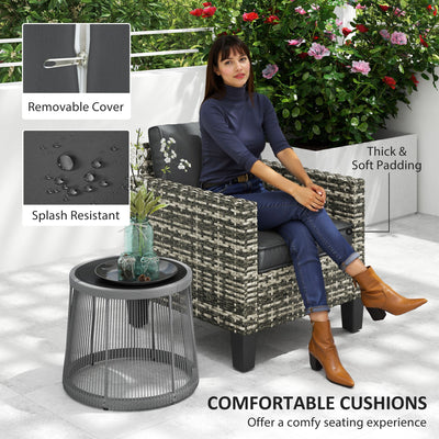 Outsunny Single Rattan Armchair, with Cushions - Light Grey 