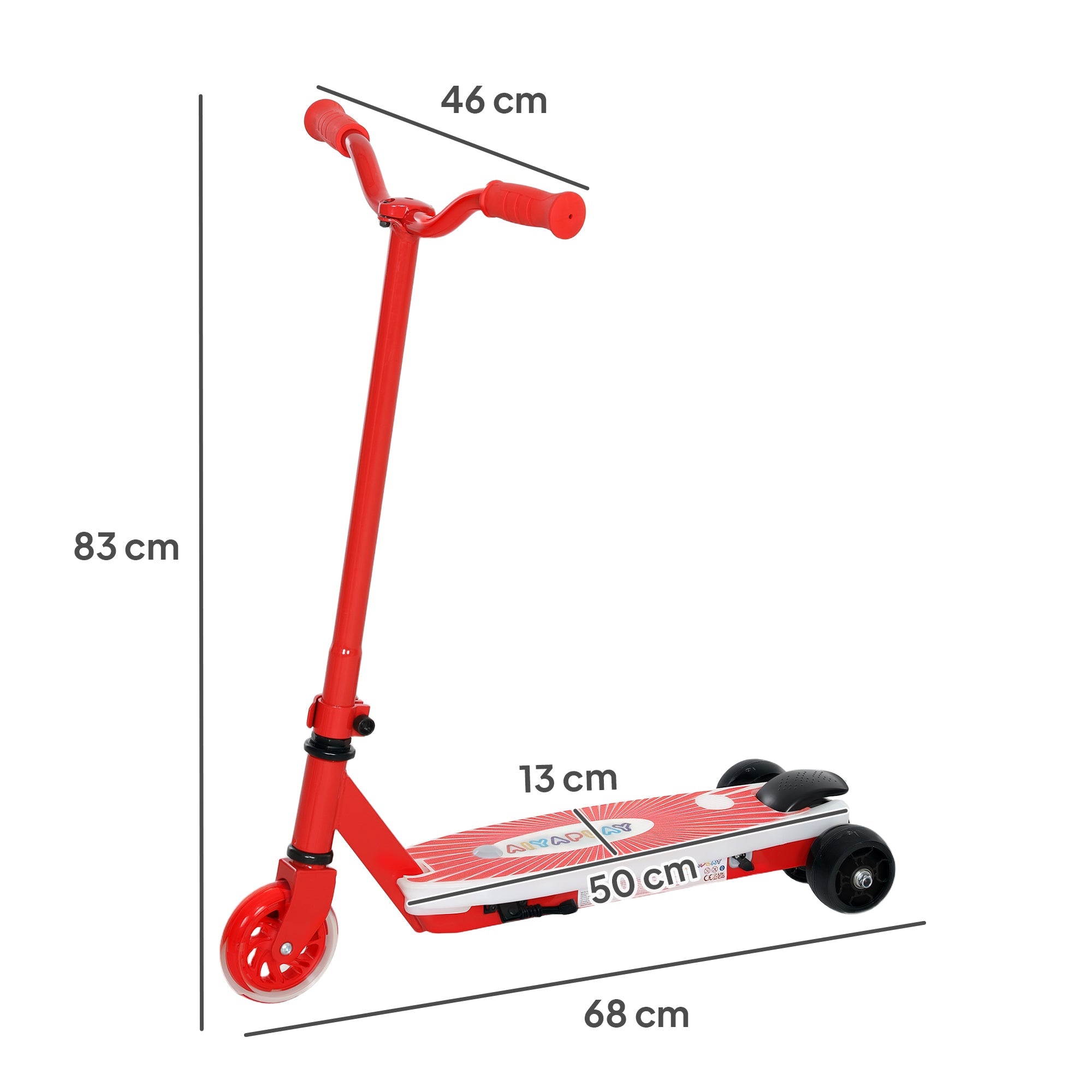 AIYAPLAY Electric Scooter for Kids Ages 4-7, with Auxiliary Rear Wheels, Flashing LED Light and Electric Brake, Kids Electric Scooter for Boys Girls, 6 KM/H & 8 KM, Red 