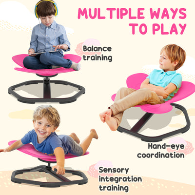 AIYAPLAY Butterfly-Shaped-kids Swivel Chair, Sensory Spinning Chair for Balance, Coordination Training, Pink 