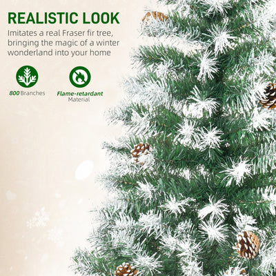 HOMCOM 6FT Artificial Christmas Tree with Pine Cones, Holiday Home Xmas Decoration Automatic Open, Green 