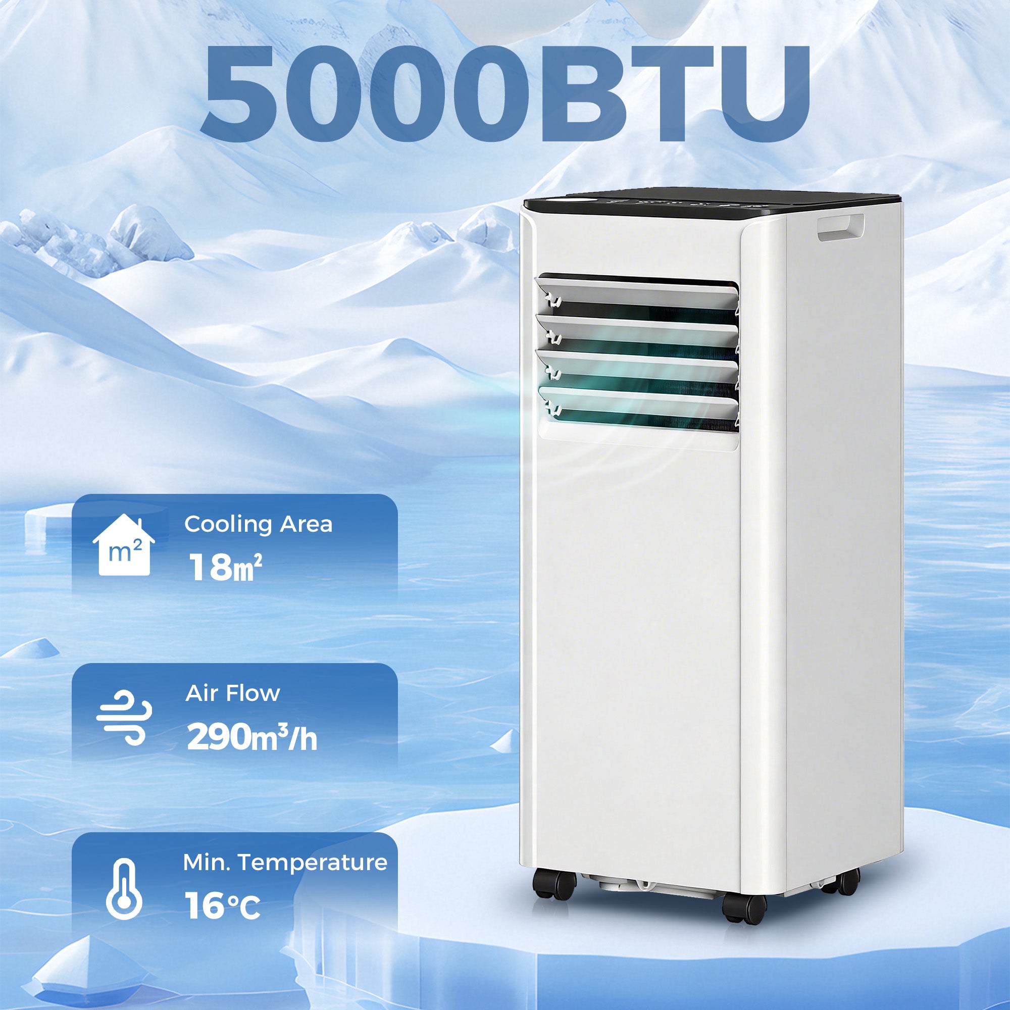 HOMCOM Portable Air Conditioner 5000 BTU, 4-in-1 AC Unit with Cool, Dehumidifier, Fan, Sleep Mode, WiFi Voice Remote Control 