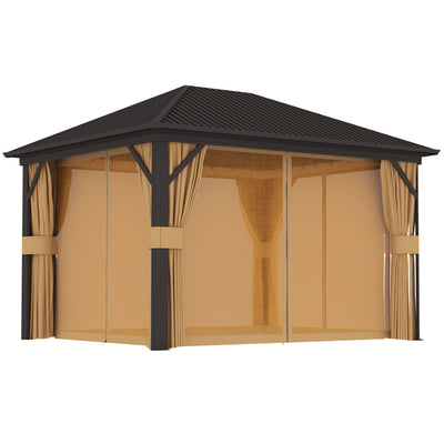 Outsunny 3.6 x 3(m) Aluminium Frame Hardtop Gazebo, with Accessories 