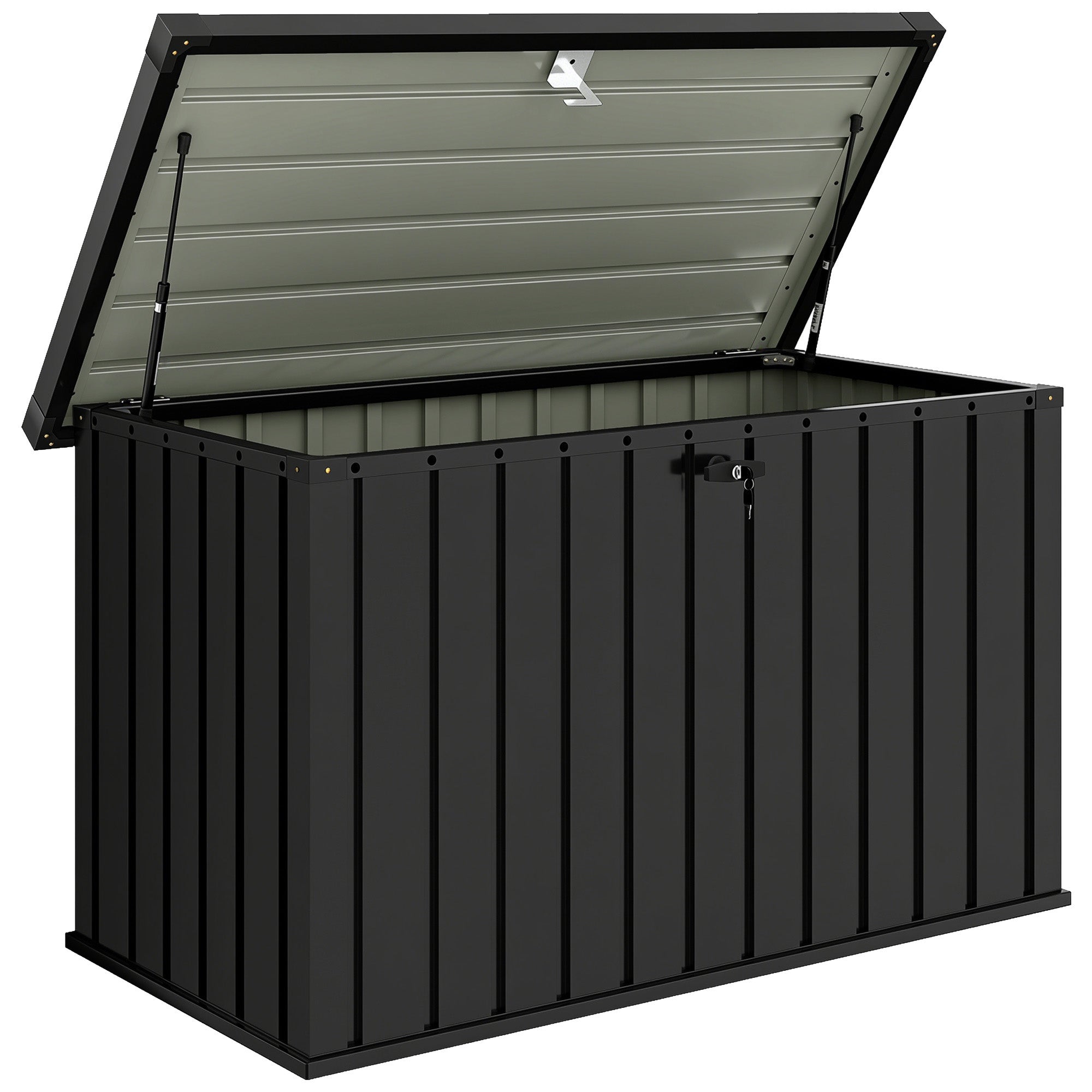 Outsunny 400L Galvanised Steel Garden Storage Box, Black 