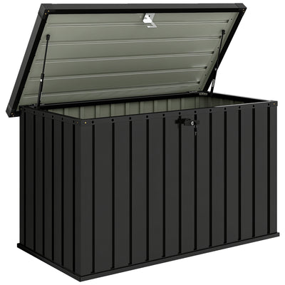 Outsunny 400L Galvanised Steel Garden Storage Box, Black 