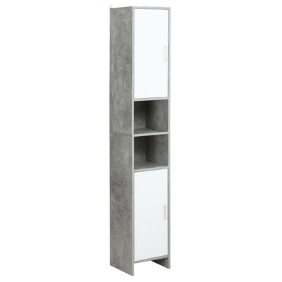 kleankin Free-standing Tall Bathroom Storage Cabinet w/ 2 Cupboards 2 Open Compartments, Slim Bathroom Organizer Adjustable Shelves Elevated Base for Living Room, Grey 