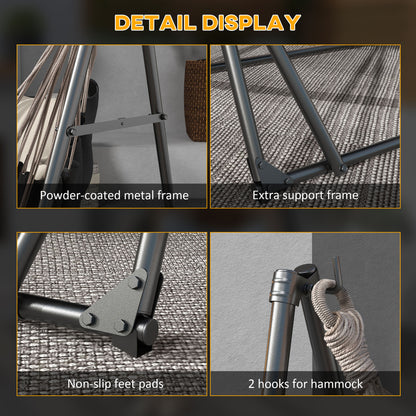 Outsunny Foldable Hammock Stand, Portable Hammock with Metal Frame, 2 in 1 Hammock Net Stand, Hammock Chair Stand with Carry Bag, Load Capacity 120kg, for Patio, Garden, Yard, Black 