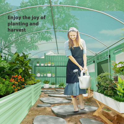 Outsunny 19 x 9.8ft Walk-In Polytunnel Greenhouse - Green 