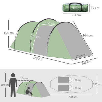 Outsunny Three-Man, Two-Room Tent - Green 