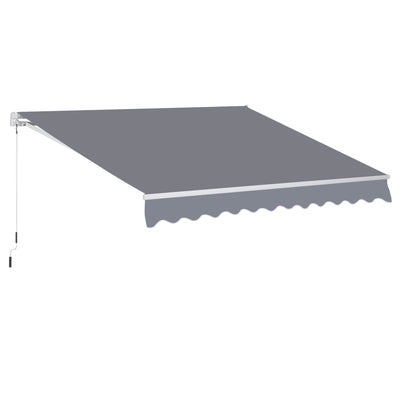 Outsunny 3 x 2.5m Manual Awning Canopy Sun Shade Shelter Retractable for Garden Grey 