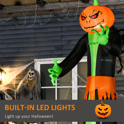 HOMCOM 9FT Inflatable Halloween Pumpkin Ghost with Build in LED,  Outdoor Lighted Blow Up Inflatables for Party Indoor, Garden, Lawn 