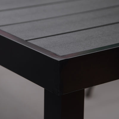 Outsunny Aluminium Outdoor Garden Dining Table for 8 People, Faux Wood Top, for Garden, Patio, 190 x 90 x 74cm, Black 