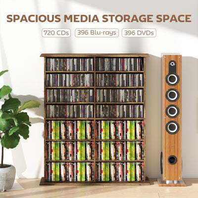HOMCOM 16-Compartment Media Shelf - Rustic Brown 